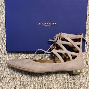 Aquazzura belgravia flats in taupe suede